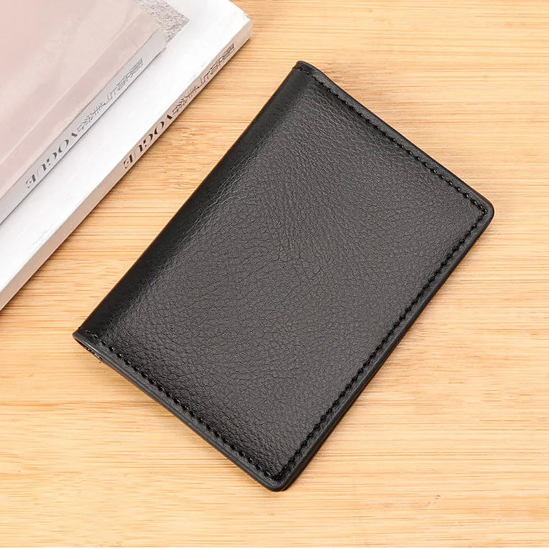 Genuine Leather Card Wallet for Men Super Slim Mini Credit Card Holders Wallet Folding Thin Card Purse Soft Small Bags for Women