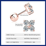 Rose Gold Four Leaf Clover Moissanite Stud Earrings