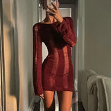 Puloru Sexy Knitted Cutout Short Dress 2022 Spring