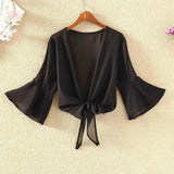 Korean Solid Chiffon Transparent Sunscreen Shawl Female Summer