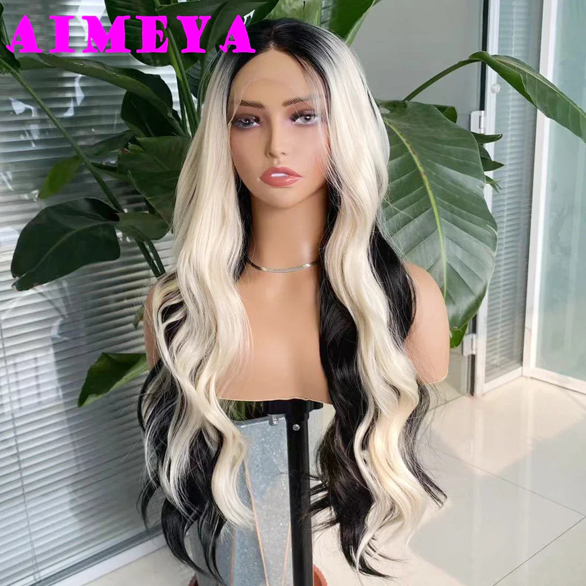 AIMEYA Ombre Green Synthetic Lace Front Wig for