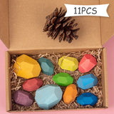 Children Wooden Colored Stone Balanc Building Blocks Educational