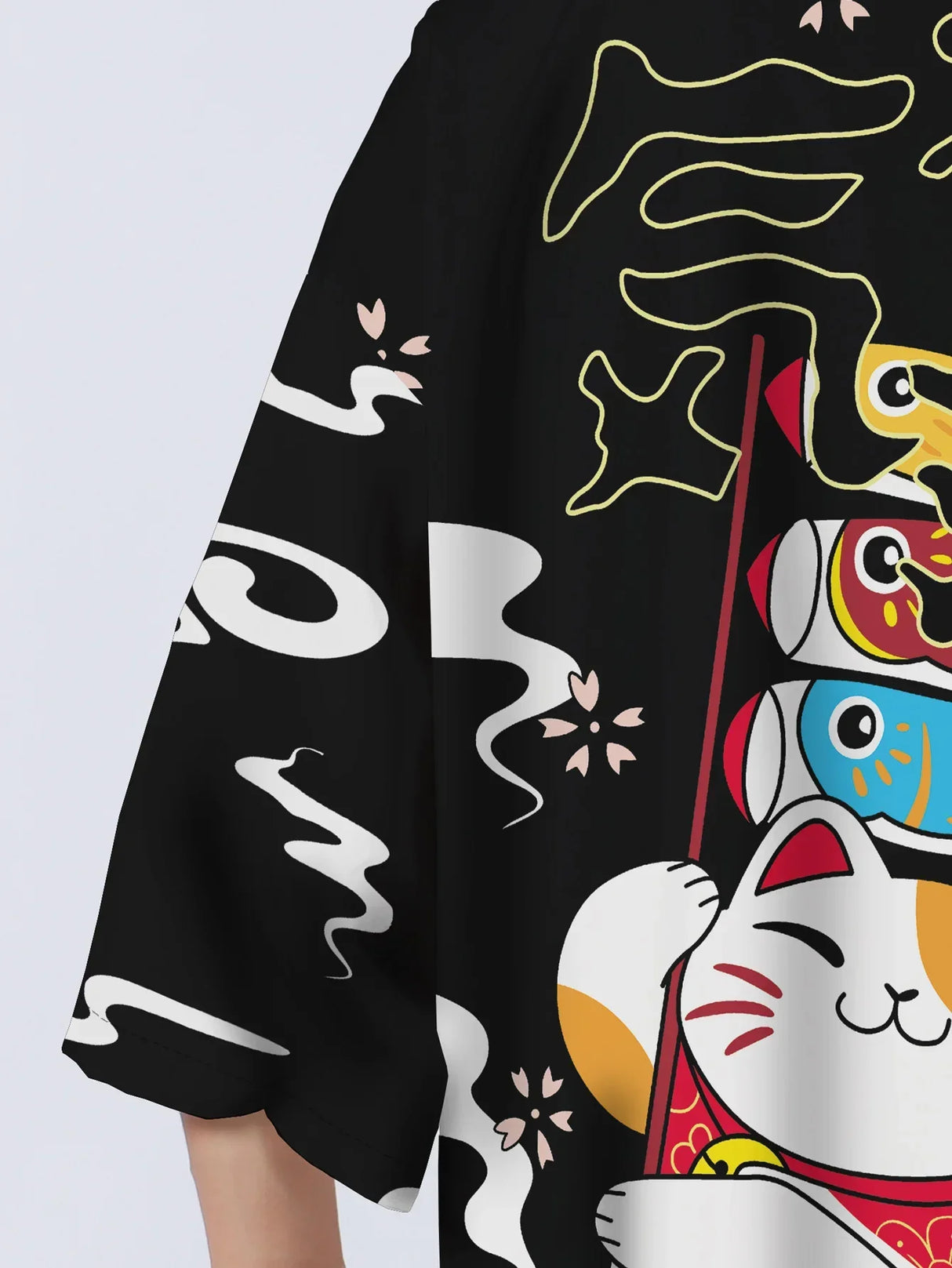 Men's Casual Kimono Style "Cheerful" Cat Loose Fit