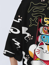 Men's Casual Kimono Style "Cheerful" Cat Loose Fit