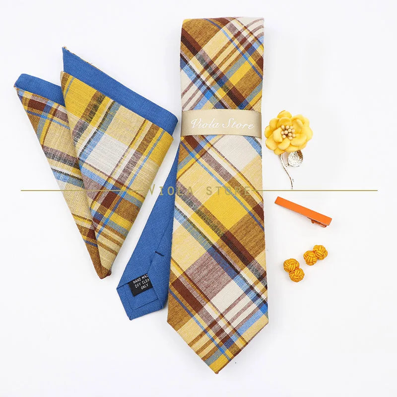 5 PCS Luxury Cotton Patchwork 7cm Tie Set