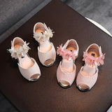 Girls Rhinestone Flower Shoes Low Heel Flower Wedding