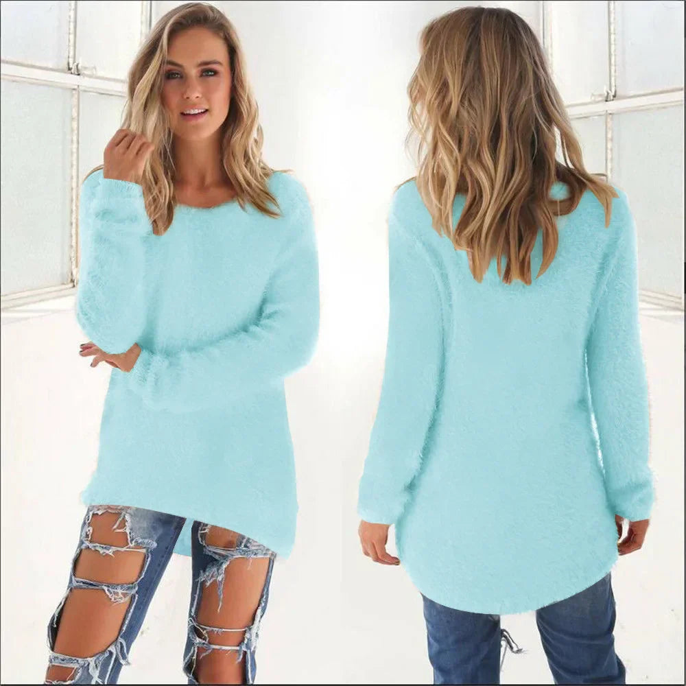 2023 Womens Winter Fleece Fluffy Sweater Jumper Ladies