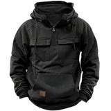 Loose Sweatshirt Men Pullover Solid Color Black Blue