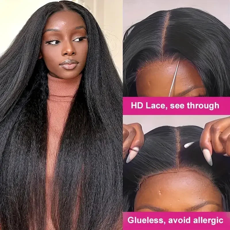 Kinky Straight 4x4 HD Transparent Lace Front Human