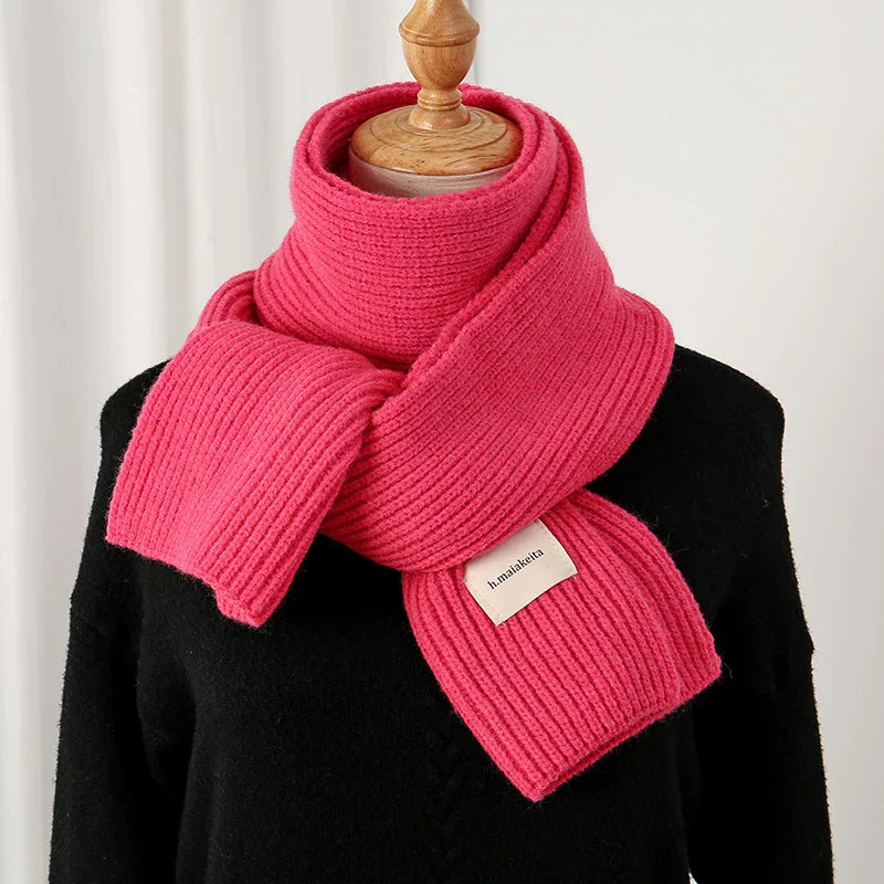 Warm Knitted Wool Soft Scarf Women Solid Korean