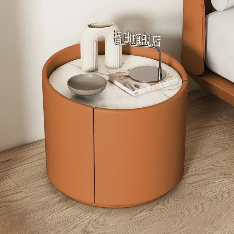 Italian Luxury Nightstands Minimalist Round Nordic Organizers Side