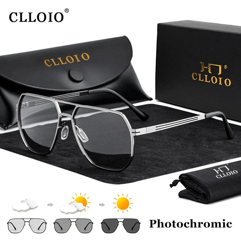 CLLOIO Fashion High Quality Photochromic Sunglasses Men Women