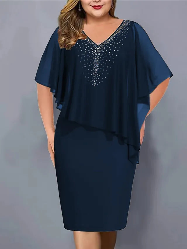 Plus Size Summer Fashion Chiffon Hot Diamond Dress