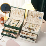 Rhombic threelayer drawertype lock jewelry storage box necklace