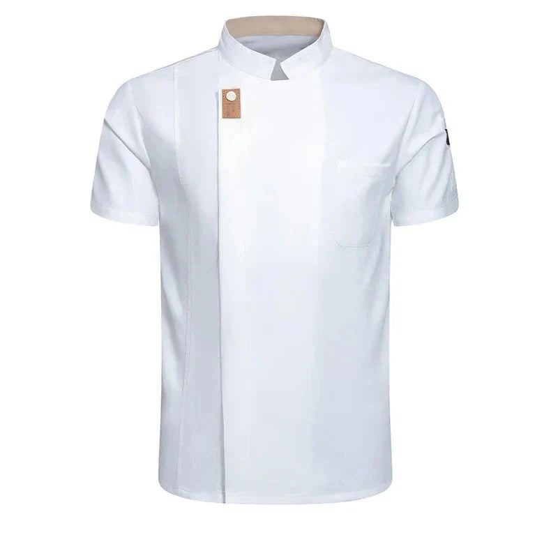 Newest Solid Mens Chef Jacket Short Long Sleeve