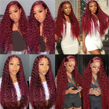 30 40 Inch Curly 99j burgundy 13x4 Lace