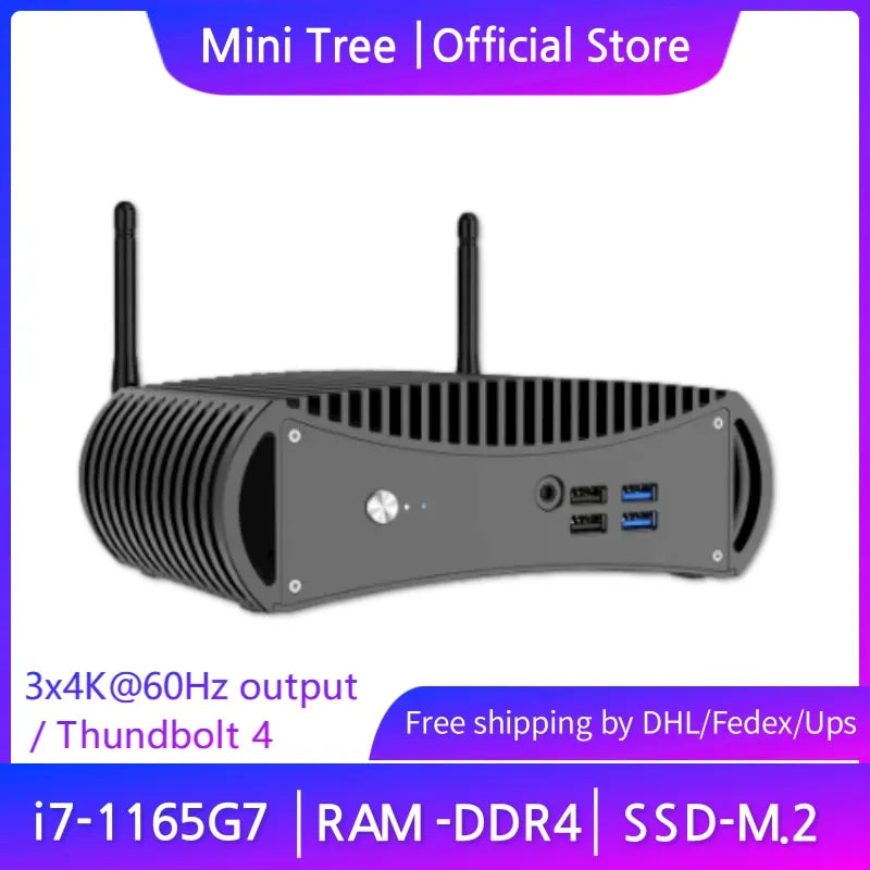 11th Gen Fanless Office Mini PC i7-1165G7 i5