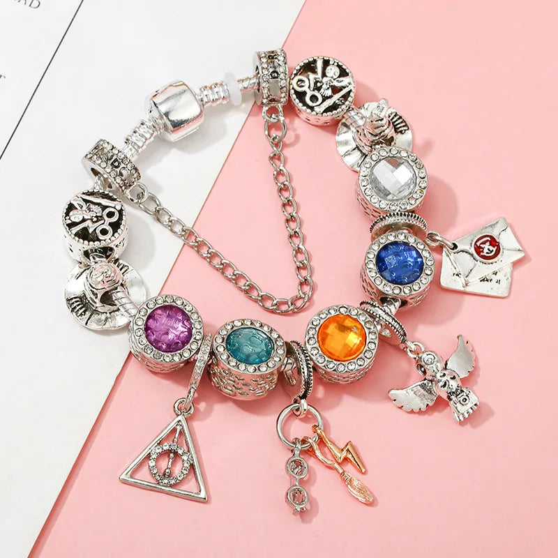 Cute Enamel Disney Princess Dress Charms Bracelet Women