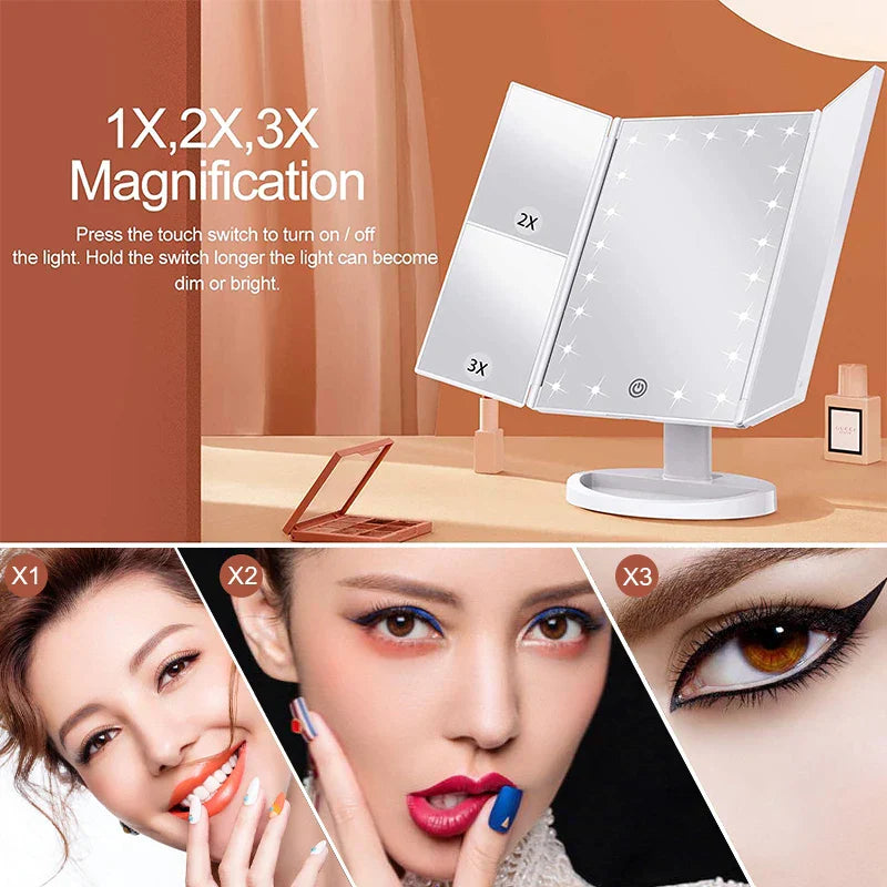 72 LED Light Vanity Mirror 1/2/3X Magnifying Cosmetic