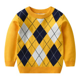Autumn and winter boy warm sweater plaid lattice