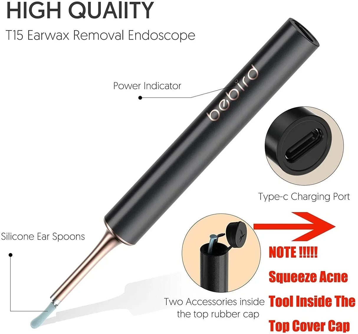 Bebird T15 X3 Smart Visual Ear Sticks Endoscope