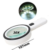 30X Handheld Magnifier Magnifying Glass with 12 LED