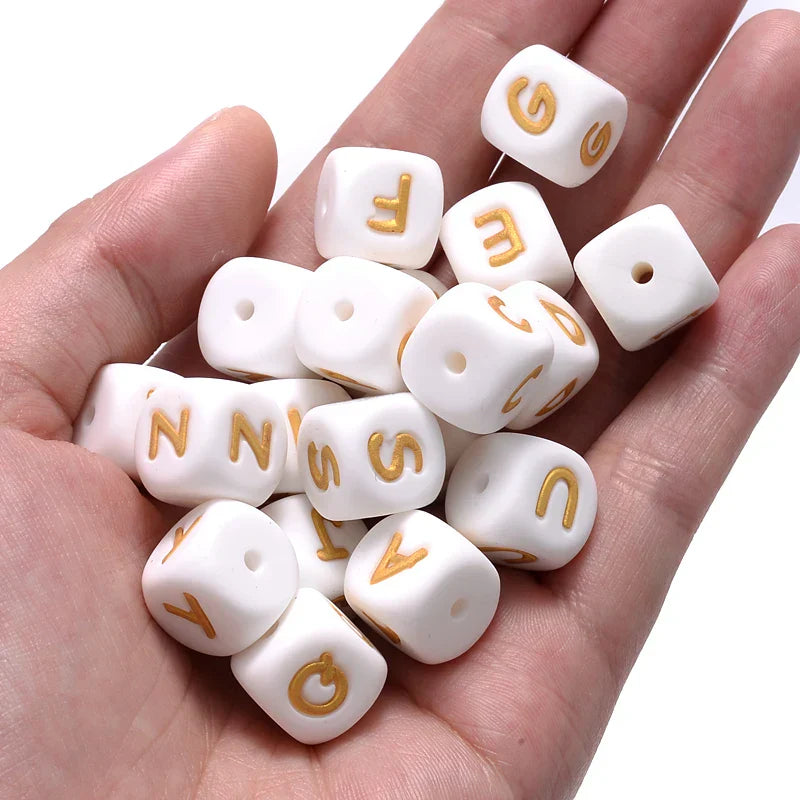 10Pcs 12mm Silicone Letters Beads English Alphabet Baby