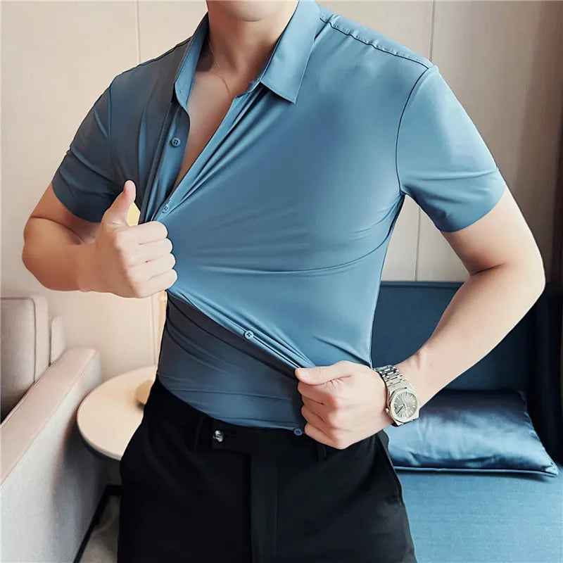 Men Short sleeve Shirt 2023 Summer New Thin