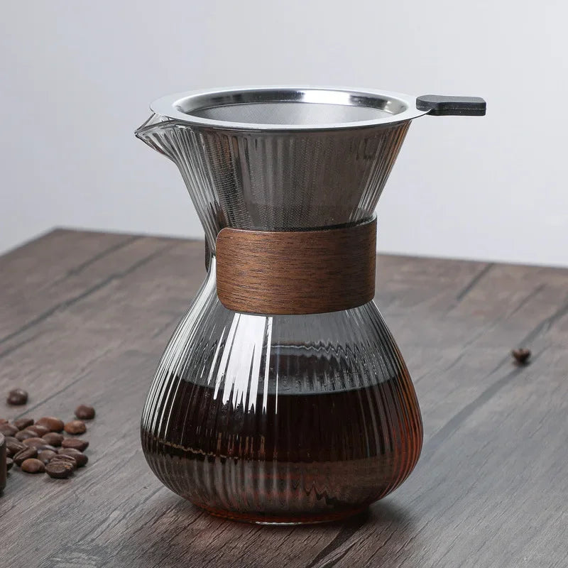 Striped Coffee Pot Hand Brewed Glass Coffee Sharing