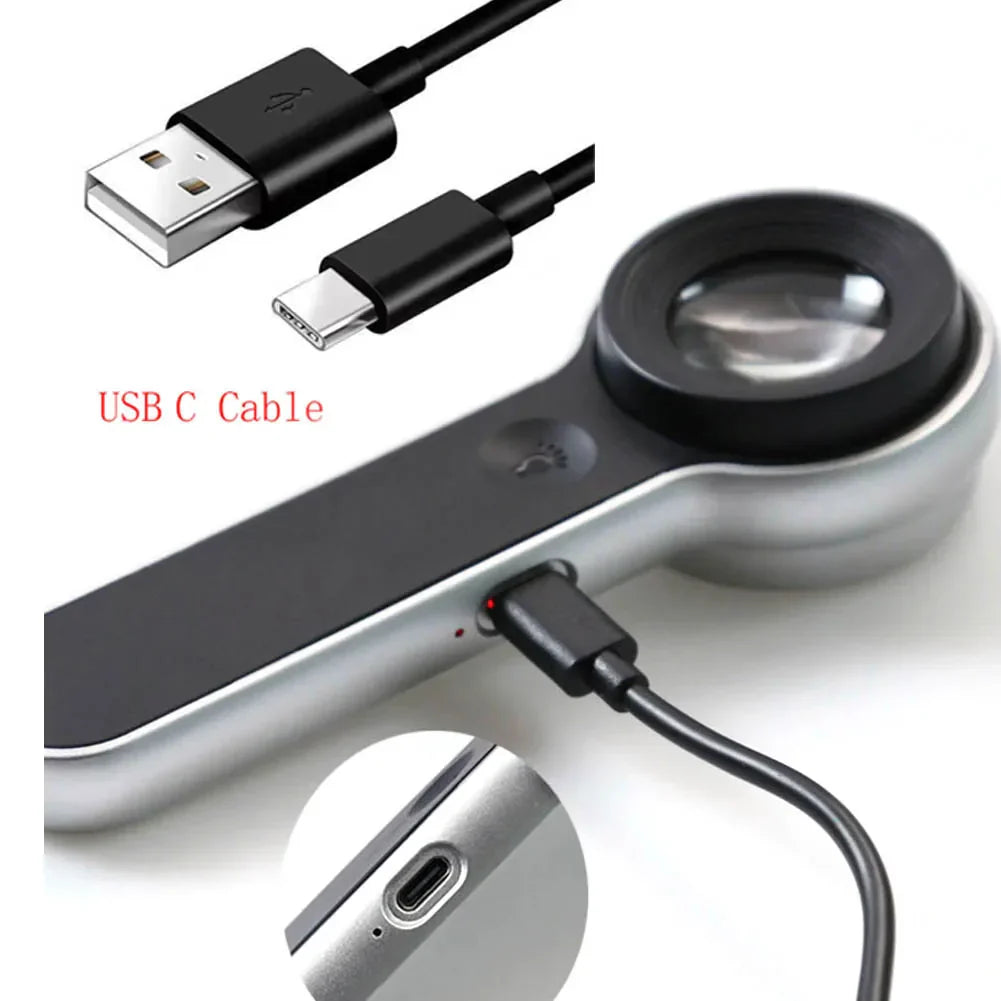60X Magnifier with UV Light Handheld Illuminated Magnifying