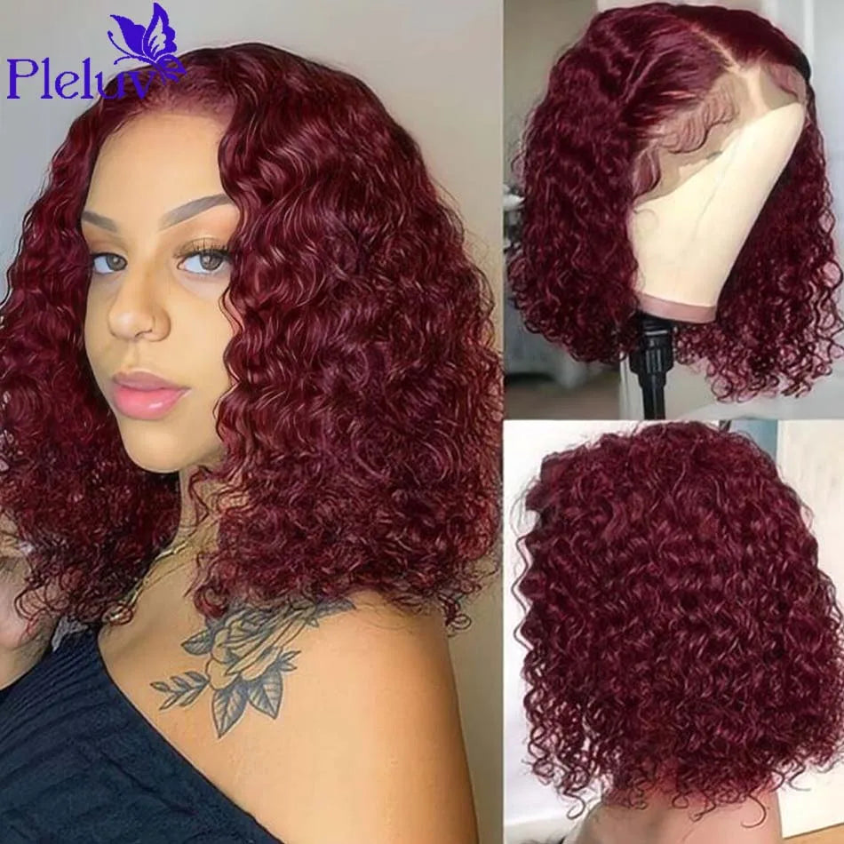 Deep Curly 99J Bob Wigs Human Hair Water