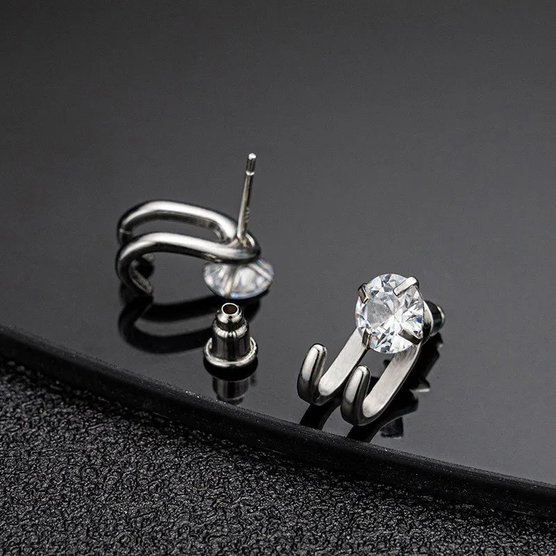 2022 New Simple Zircon Stud Earrings Single Trend