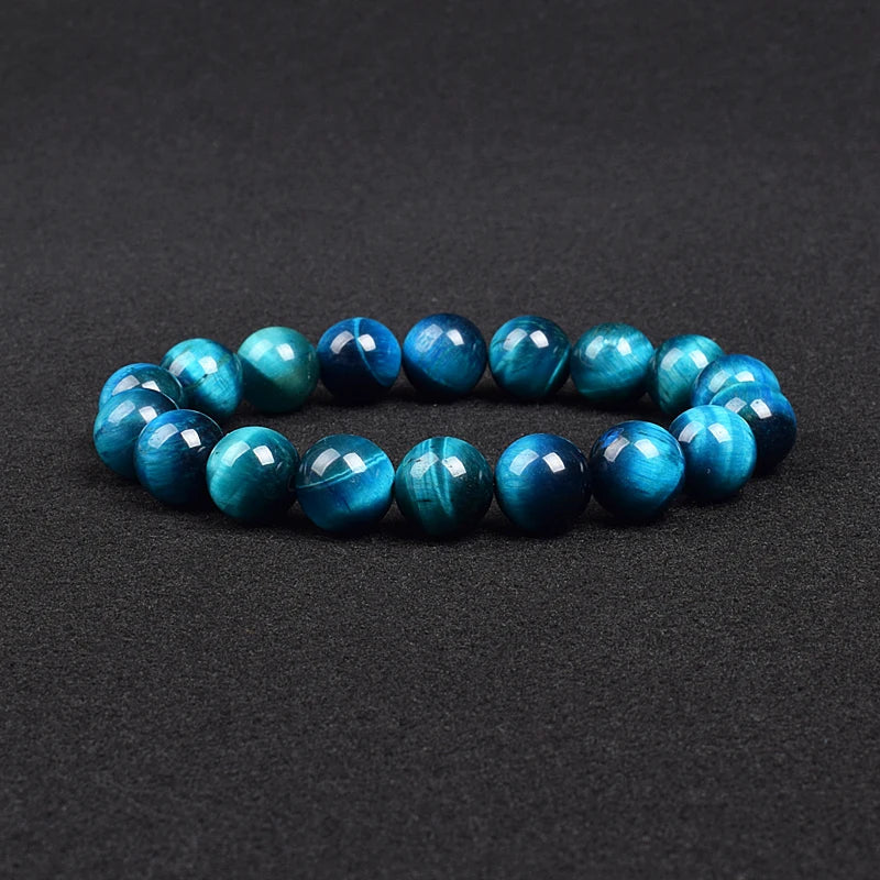 Real Natural Blue Tiger Eye Bracelet Azure Color