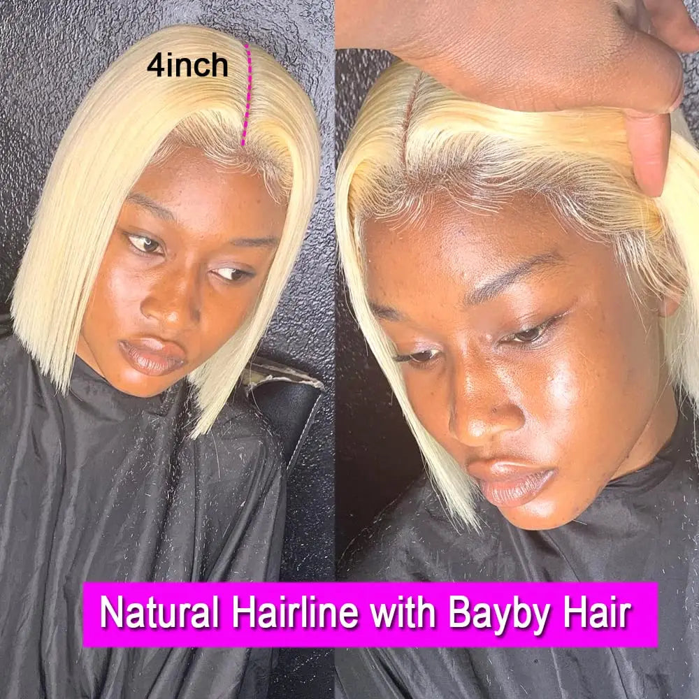 Blonde Bob Wigs Deep Part 13x4 Human Hair
