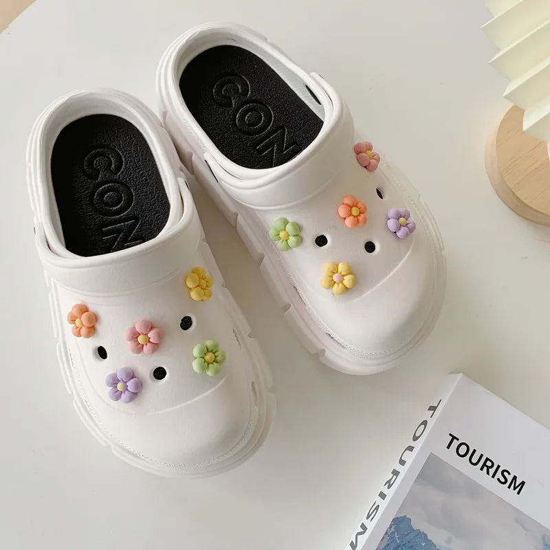 10pcs 5 petal flower Hole Shoes Charms Designer