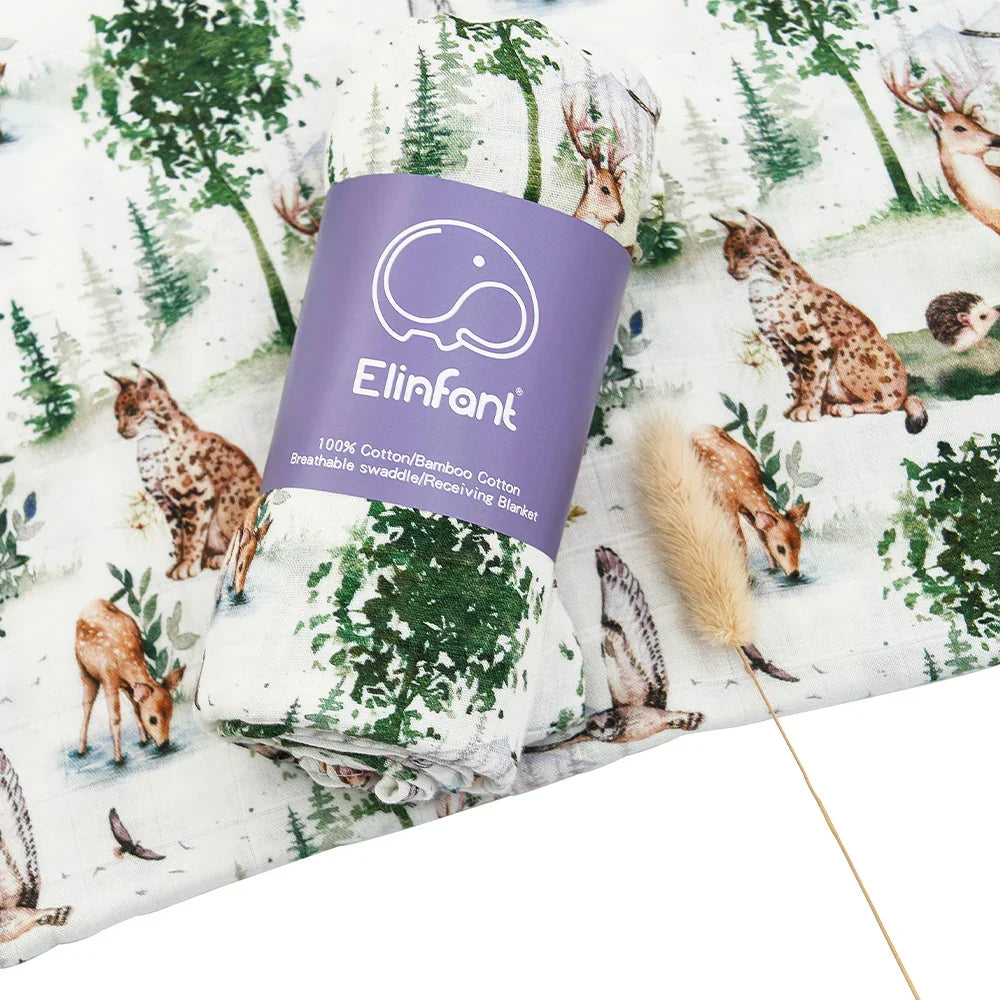 Elinfant Digital Print Muslin Swaddle Blanket Bamboo Cotton