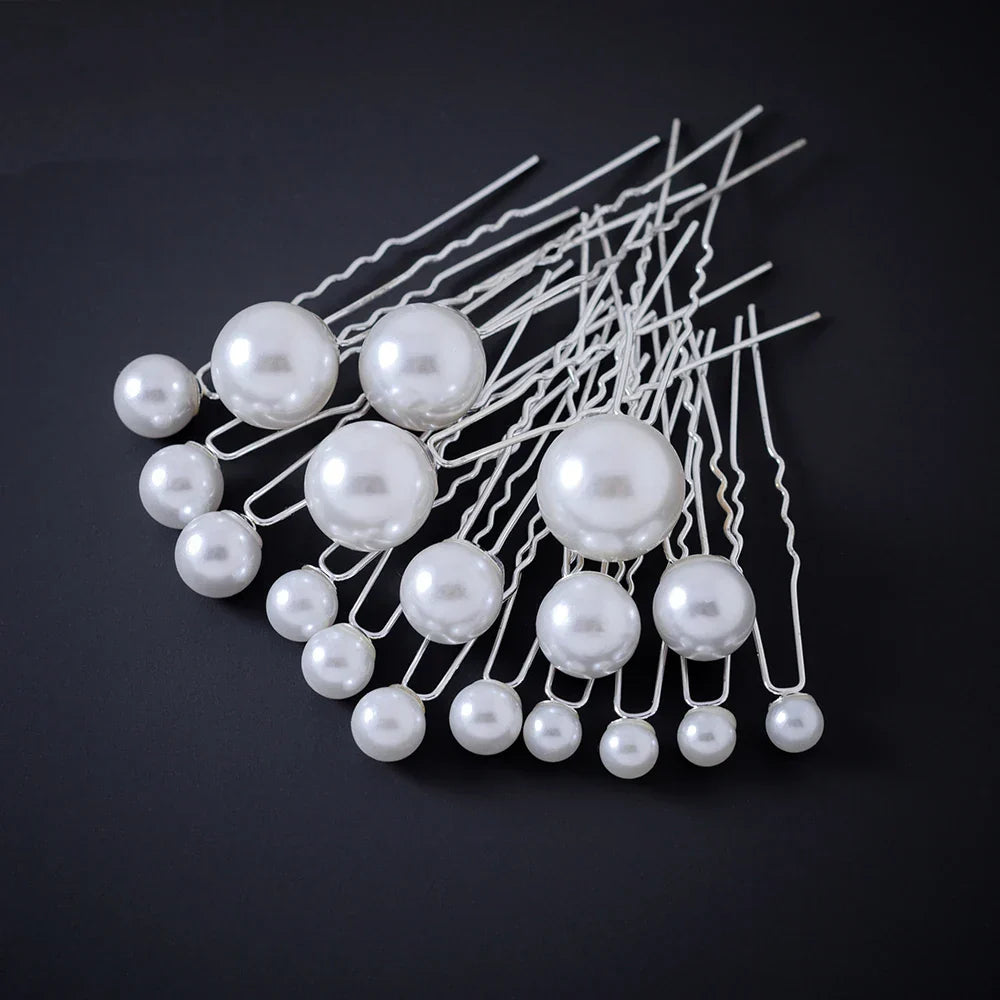 Fashion Metal U Shape Pearl Hairpin Clips Wedding