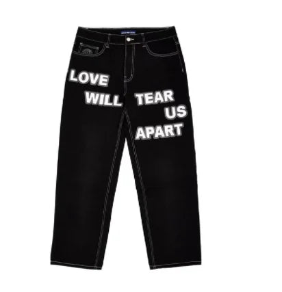 Y2K men Jeans streetwear Printed Letter Black Vintage