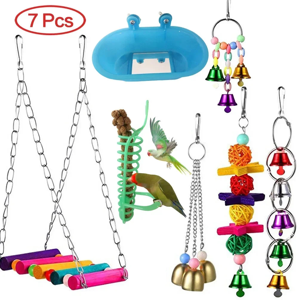 Toys Standing Bell Swing Toy Parrot Bird Combination