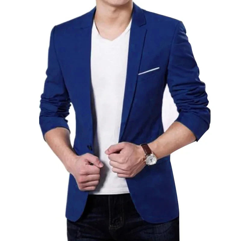 Men's Casual Slim Fit Formal Button Suit Blazer