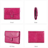 Contact'S Genuine Leather ID Credit Cards Holder Wallets Small Wallet Women Rose Fashion Hasp Trifold Purse with Coin Pocket