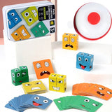 Wooden Face Changing Cube Toys Building Blocks Cartoon