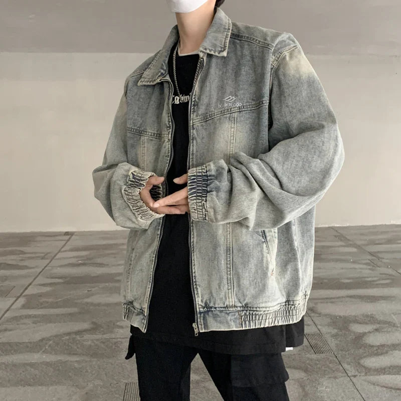 Denim Jacket Men's Spring Autumn Casual Stitching Distressed