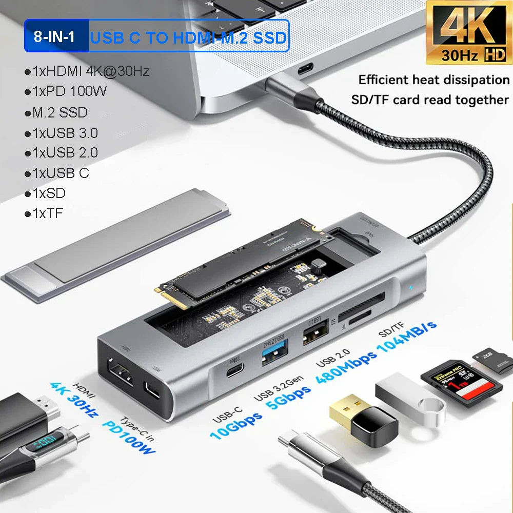M.2 SSD HUB Dock Station USB HUB with