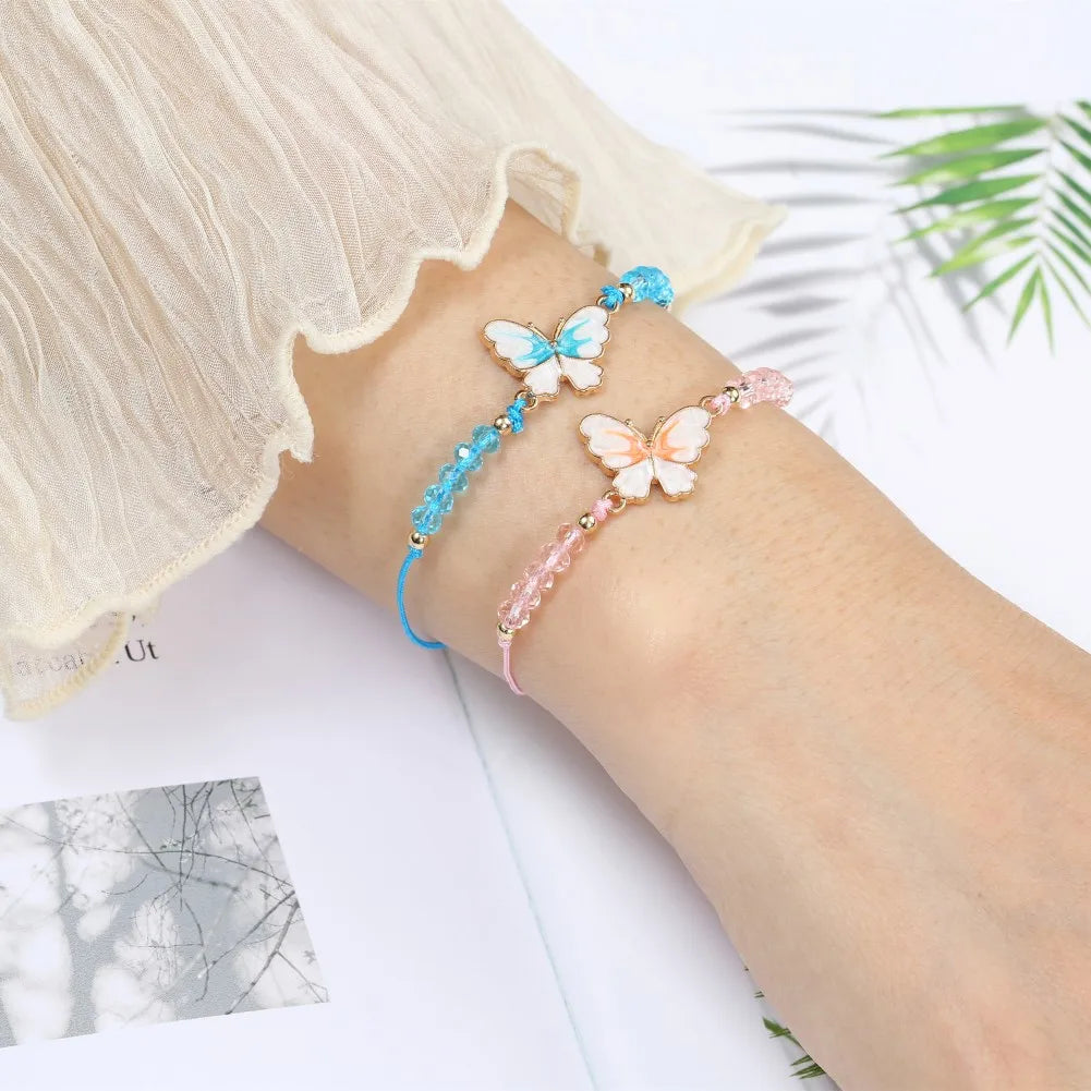 12pcs/lot Acrylic Crystal Bead Chain Butterfly Pendant Bracelet