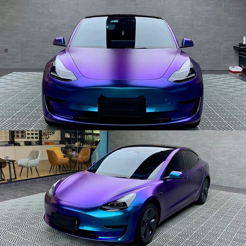 Car Sticker High Glossy Car Body Film Chameleon Pearl Glitter Vinyl Sticker Purple Blue Wrapping Foil Accessories for Vehicles