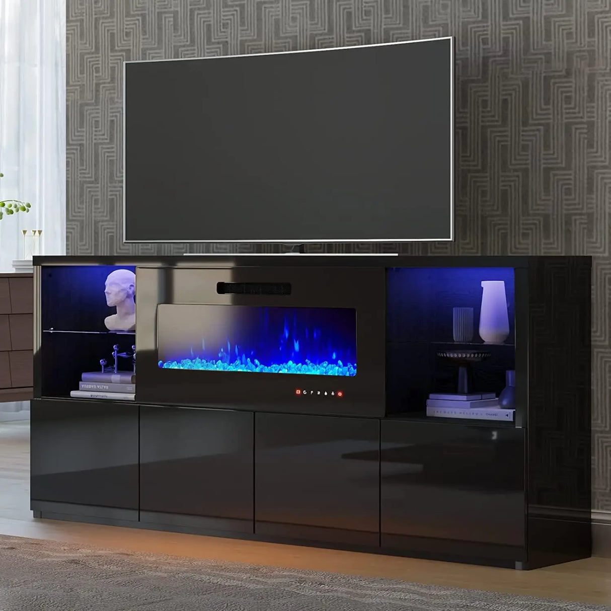 68'' Fireplace TV Stand with 40'' Fireplace, Modern