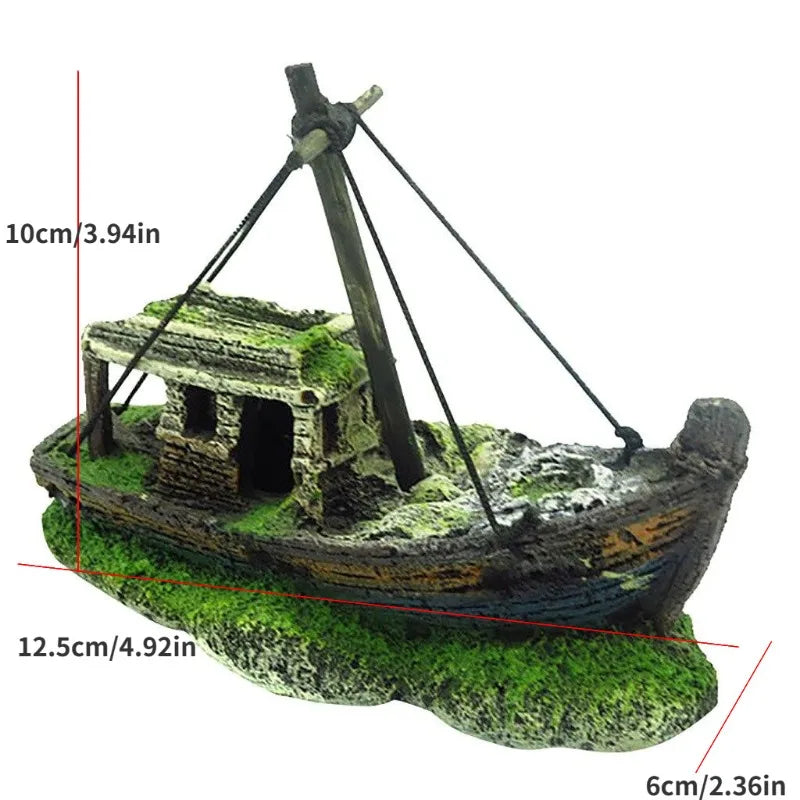 1PC Aquarium Fish Tank Landscape Pirate Ship Wreck