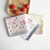 3Pcs 45x45cm Striped Flower Printed Cotton Women's Handkerchief