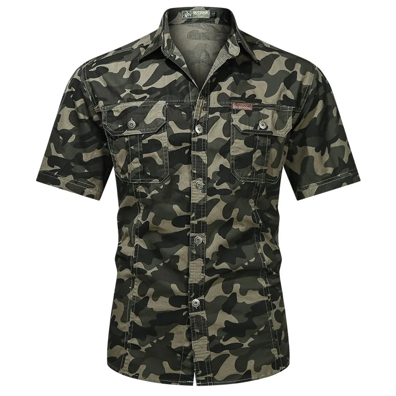 Camo Tactical Shirts Men Summer Camouflage Army Green